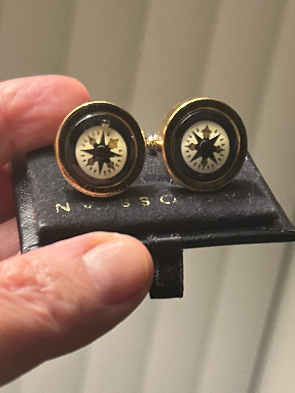 Tateossian London Gold and Black Nautical Water Compass  Cufflinks